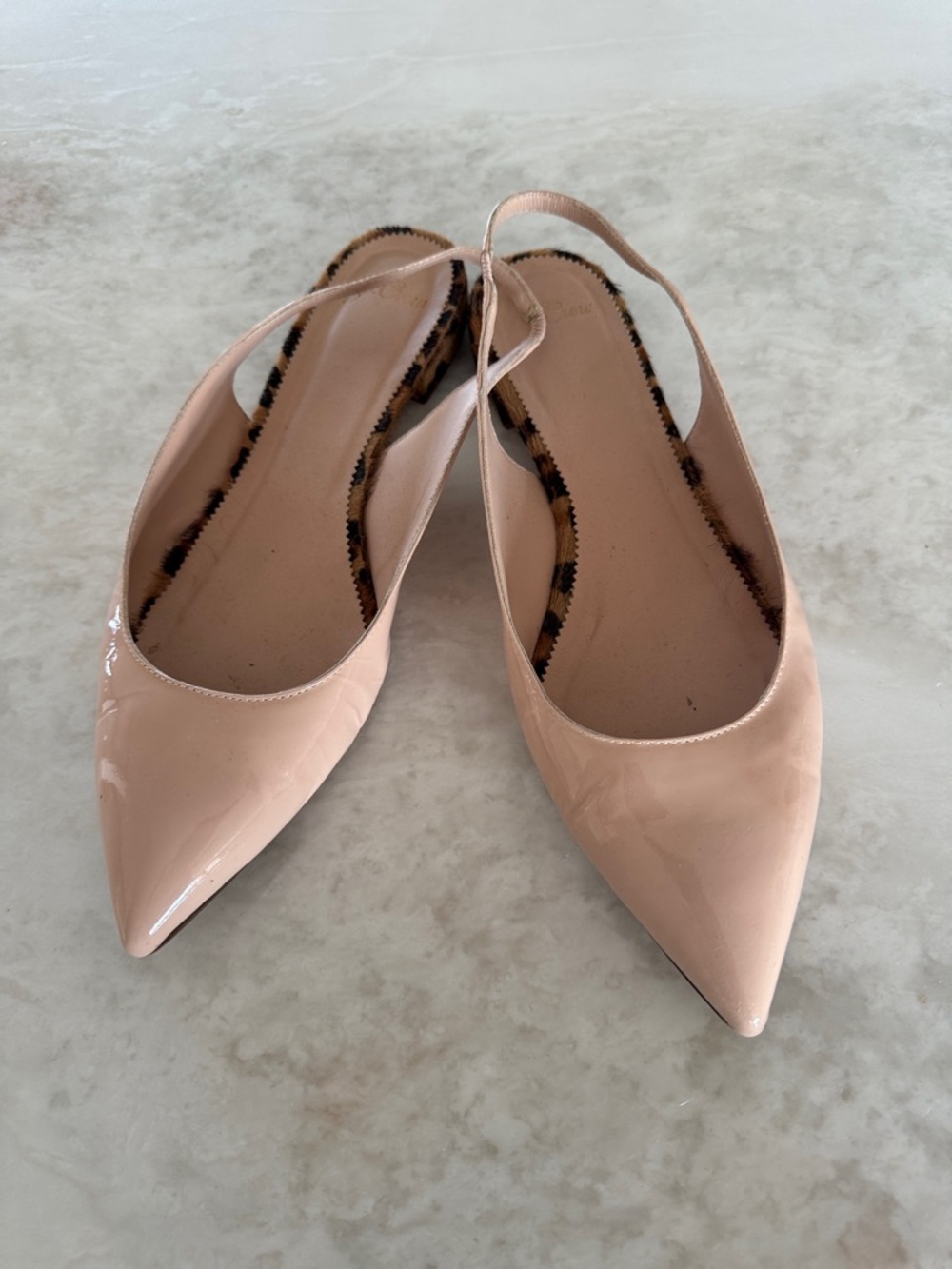 J. Crew Nude Patent Pointed-Toe Slingback Flats - Picture 2 of 4